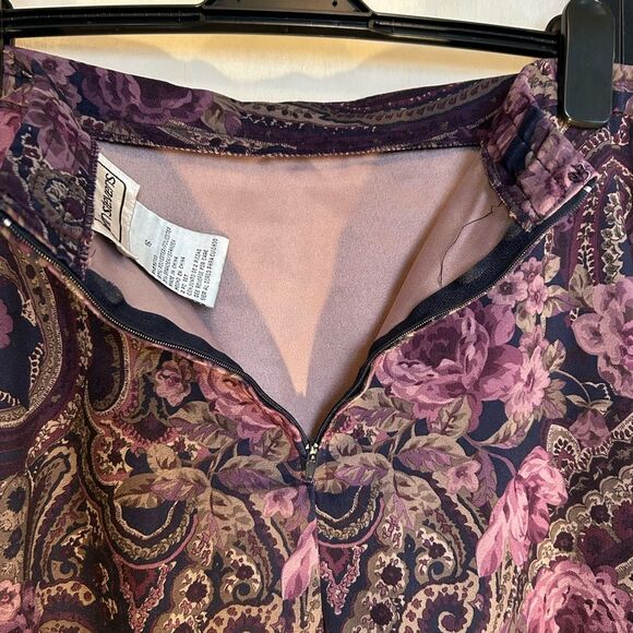 Vintage '90s Karin Stevens Purple Floral Paisley Career A-Line Maxi Skirt 16 - Picture 8 of 8